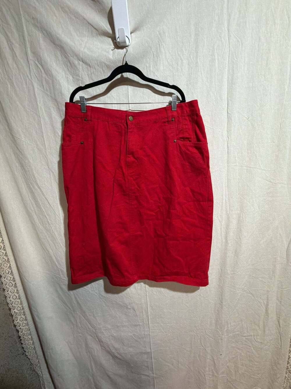 Jessica London Red 100% Cotton Denim Skirt Size 18